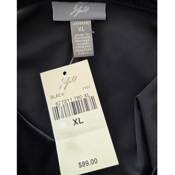 J Jill Black Stretch Velvet Boat Cowl Neck 3/4‎ Sleeve Dress Sz XL Holiday Party - Picture 4 of 6